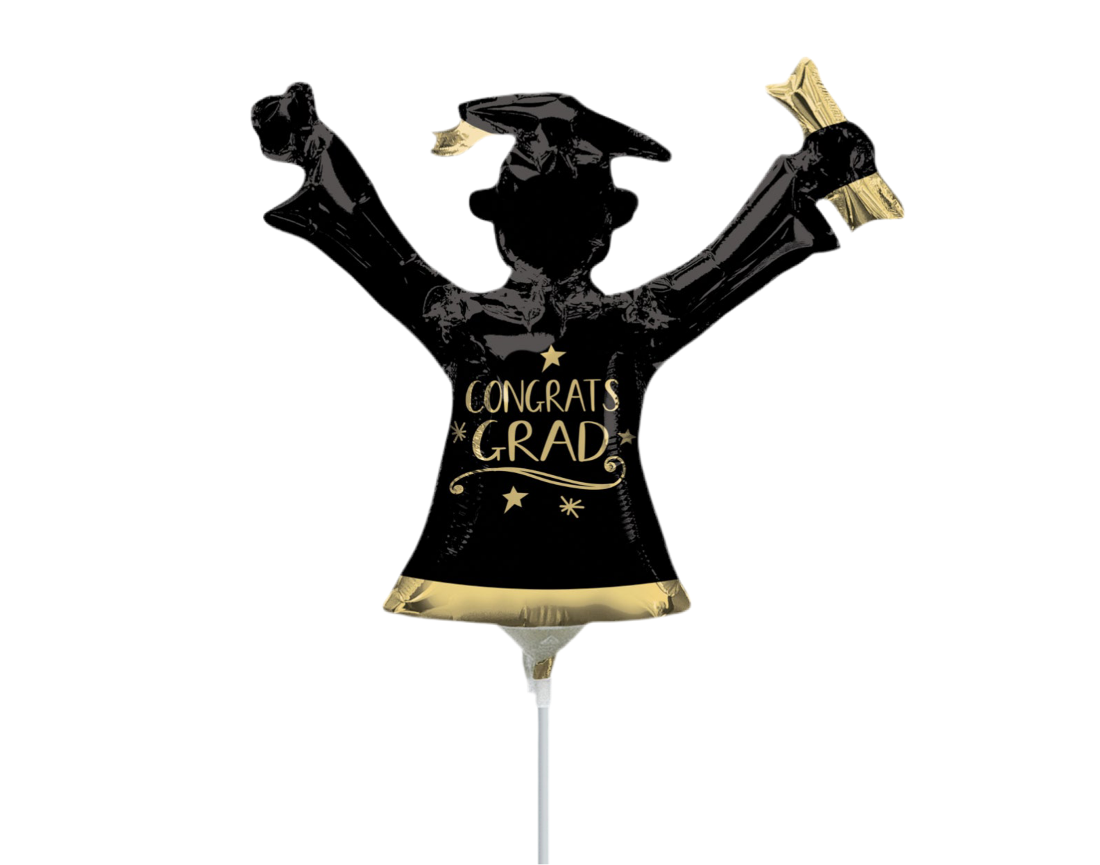 Anagram 9" Congrats Grad Gold And Black (AIR-FILL ONLY / FLAT)